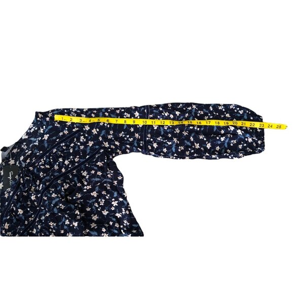 SONJA BETRO- WOMENS BLUE FLORAL LONG SLEEVE LIGHT WEIGHT TOP SIZE MEDIUM-NWT - Picture 8 of 8